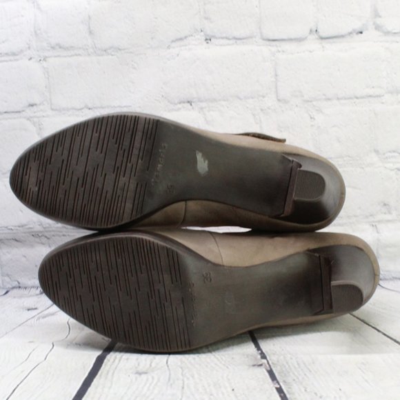 Tamaris Gray Leather Mary Jane Shoes Heels Pumps Shoes Size 39 US 9 - Picture 9 of 9
